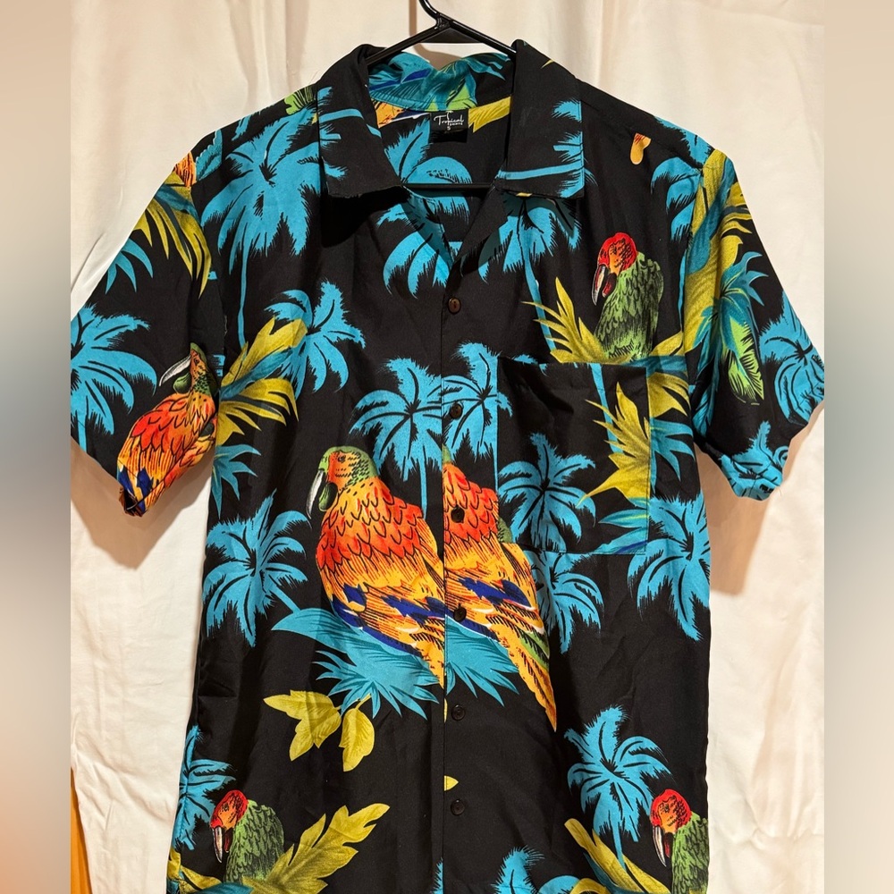 Tropical Parrot Print Men's Shirt